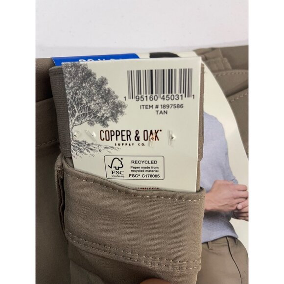 Copper & Oak Supply Co. NWT Men's Straight Fit Stretch Tech Pant, 36x34 Tan - Picture 6 of 6